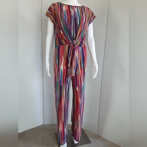 Good Time U.S.A. Los Angeles Hippie Orange Stripe Casual Wide Leg Pant Set Sz S